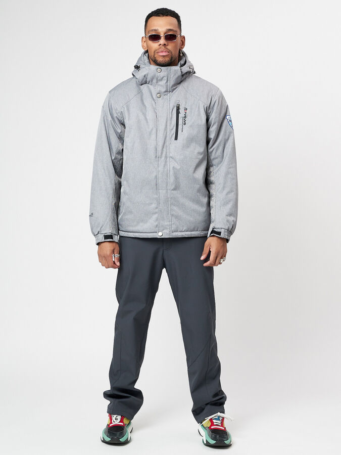 Спортивная куртка мужская зимняя светло-серого цвета 78016SS