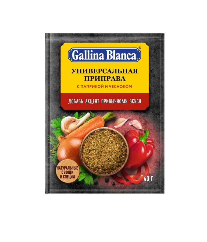 Приправа Универс Gallina Blanca 40г с паприкой и чесноком *24, шт