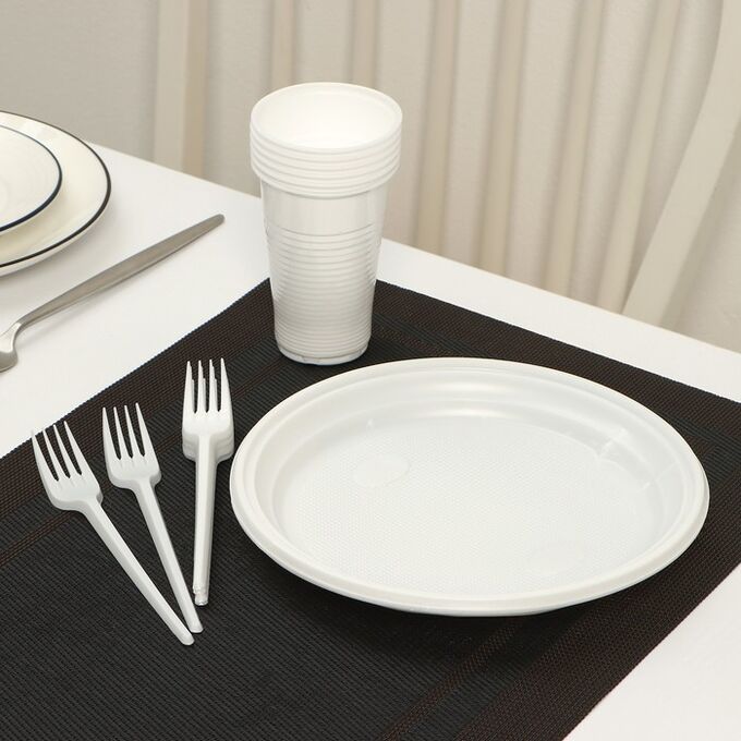 СИМА-ЛЕНД Набор одноразовой посуды Не ЗАБЫЛИ! «Пикник», тарелки d=20,5 см, стаканы 200 мл, вилки столовые