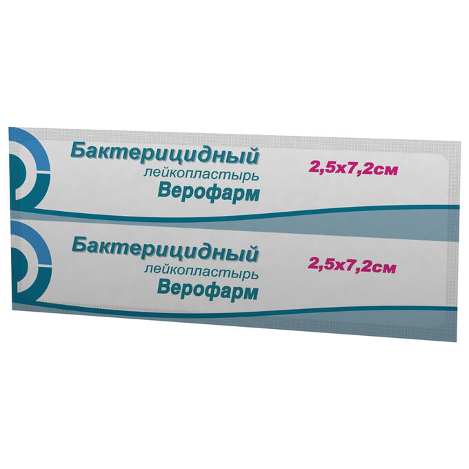 Лейкопластырь бактерицидный ВЕРОФАРМ, полоска 2,5х7,2 см. тканевая основа ш/к 21141