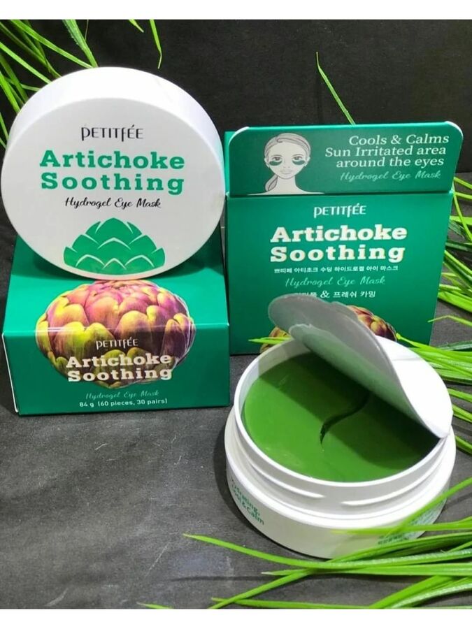 PETITFEE Противоотёчные гидрогелевые патчи с артишоком  Artichoke Soothing Hydrogel Eye Mask