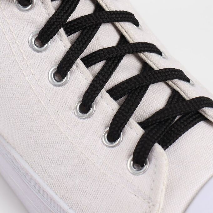 СИМА-ЛЕНД Шнурки для обуви, пара, плоские, 6 мм, 90 см, фасовка по 25 шт, цвет чёрный