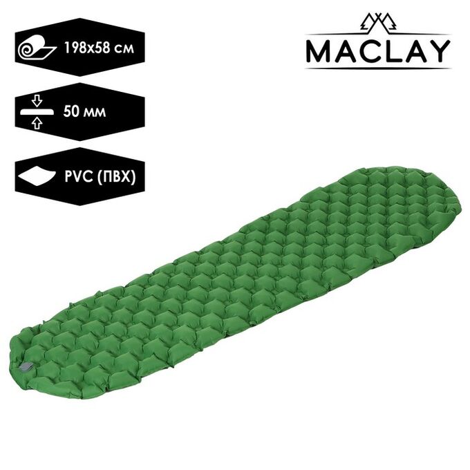 Maclay Коврик для кемпинга, надувной 198 х 58 х 5 см, цвет зеленый