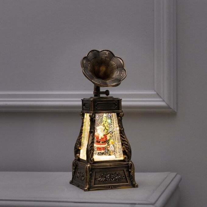 Luazon Lighting Светодиодная фигура «Граммофон с Дедом Морозом» 11x28x11 см, пластик, батарейки ААх3 (не в комплекте), USB, свечение тёплое белое