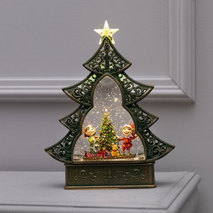 Luazon Lighting Светодиодная фигура «Ёлка с детьми и ёлкой» 23x29x9.5 см, пластик, батарейки ААх3 (не в комплекте), USB, свечение тёплое белое