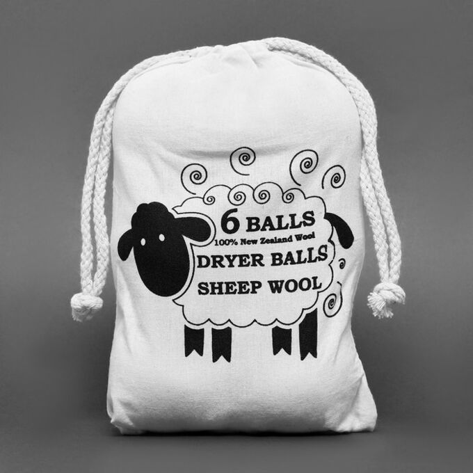СИМА-ЛЕНД Шерстяные шарики для стирки и сушки белья, 6 см, с рисунком, 40 гр (набор 6 шт)