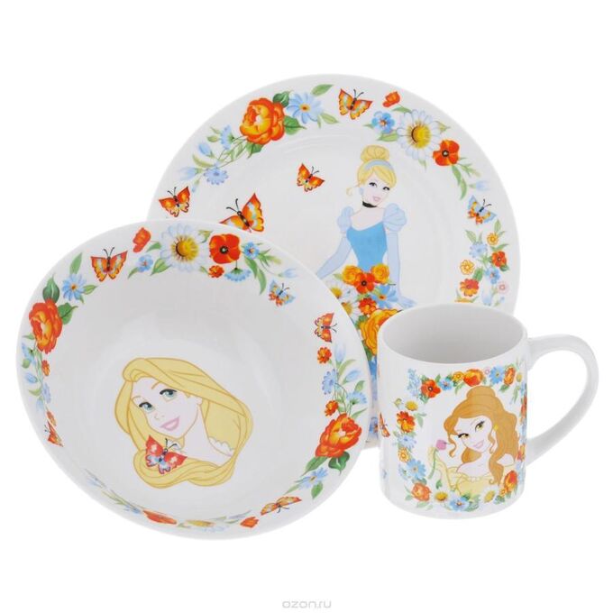 Детский набор посуды 3 предмета. Набор посуды принцесса Disney. Набор детской посуды Disney. Набор детской посуды принцесса. Набор посуды детский с принцессой.