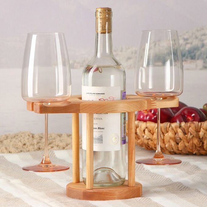 СИМА-ЛЕНД Столик-поднос для вина на 2 персоны Adelica, 25×15×1,8 см, берёза