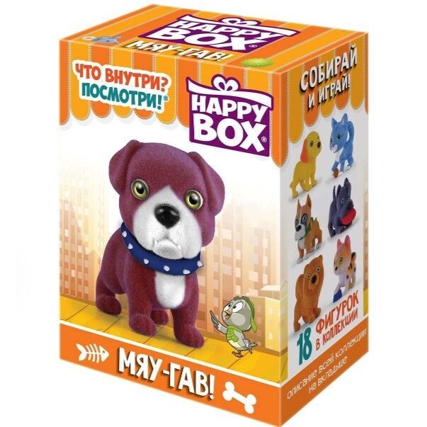 Яшкино HAPPY BOX Мяу-Гав, фигурка+карамель в коробочке