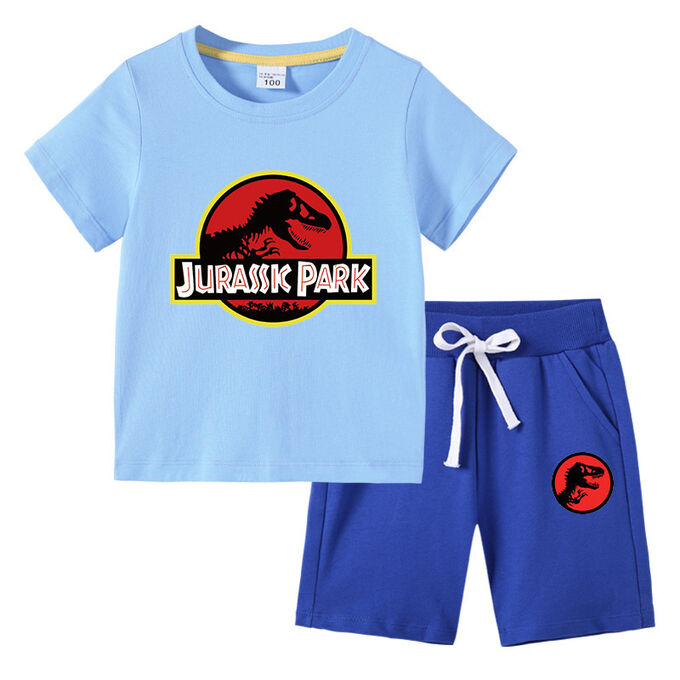 Костюм детский, футболка+шорты, принт &quot;Парк юрского периода&quot;, цвет светло-голубой/синий