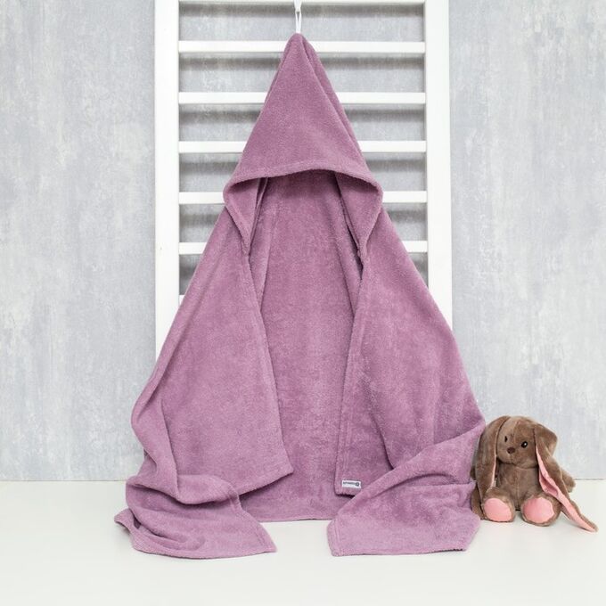Полотенце с капюшоном Крошка Я, цвет лиловый, 70х140 см, 100% хлопок, 360 г/м2