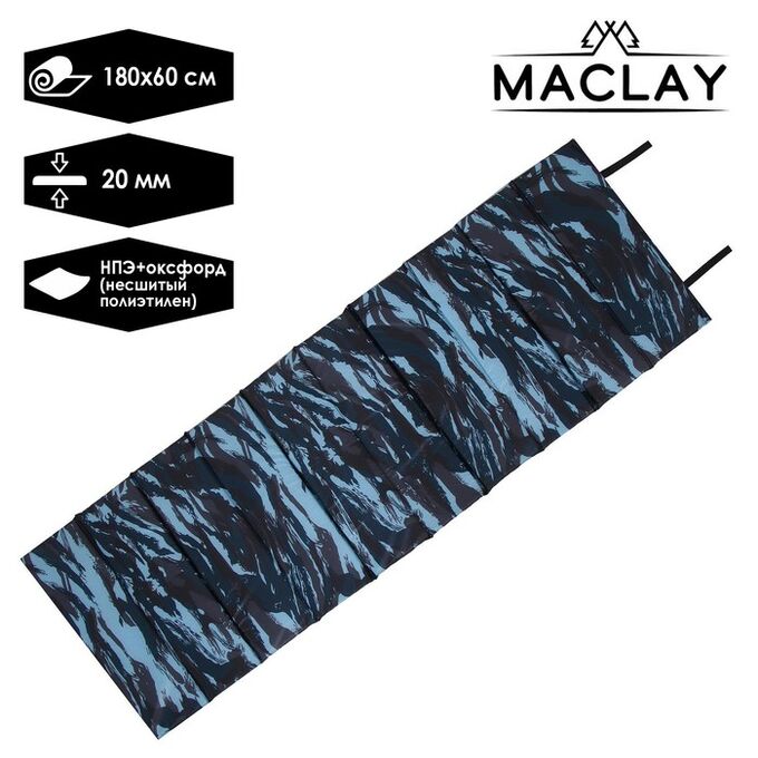 Maclay Коврик туристический складной, фотопринт, размер 180 х 60 х 2 см, цвет МИКС