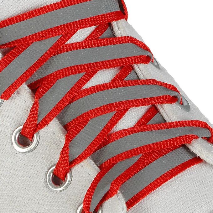 ONLITOP Шнурки для обуви, пара, плоские, со светоотражающей полосой, 10 мм, 70 см, цвет красный