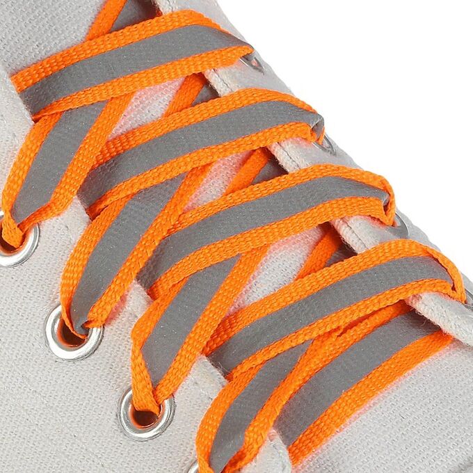 ONLITOP Шнурки для обуви, пара, плоские, со светоотражающей полосой, 10 мм, 70 см, цвет оранжевый