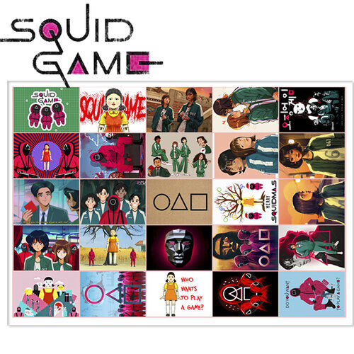 Фото как выглядит карточка игра в кальмара ЛИСТ НАКЛЕЕК SQUID GAME Аниме наклейки. Бумага и наклейки для скрапбукинга