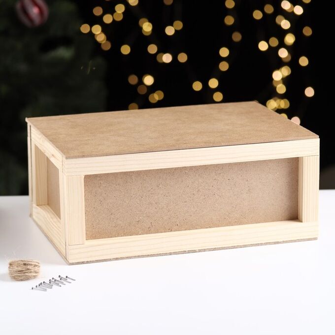 Дарим красиво Подарочная коробка &quot;Бандероль&quot; деревянная с гвоздями и веревкой 302112,5 см