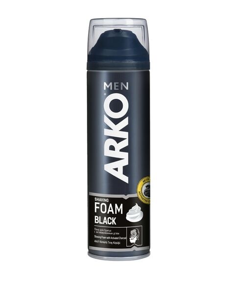 Arko Men пена для бритья BLACK с активированным углём, 200мл