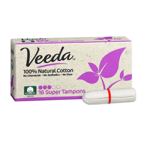 Тампоны &quot;Veeda&quot; Super Tampons из натурального хлопка без аппликатора Veeda, 16 шт