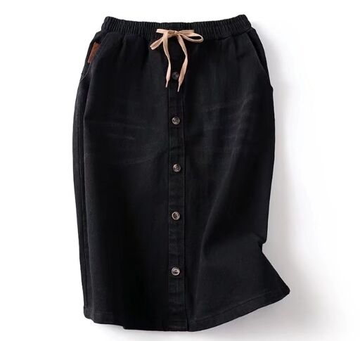 Джинсовая юбка на резинке, темно-серый