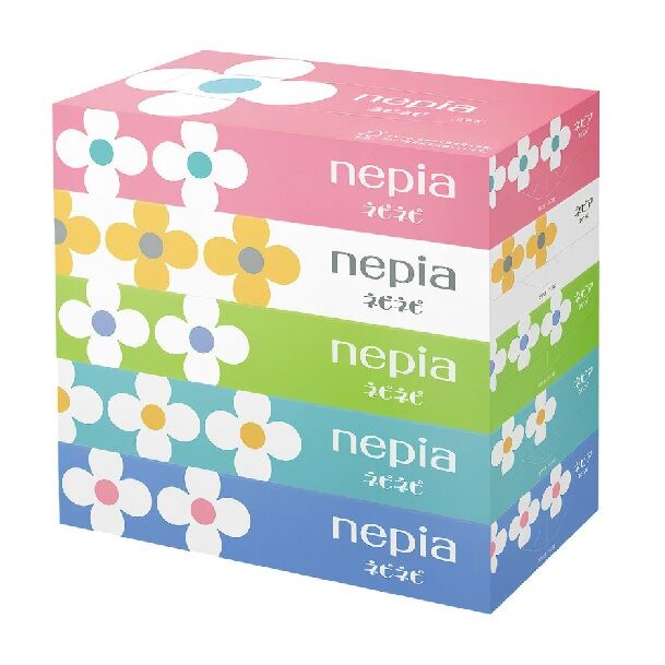 Nepia Nepi Nepi Mate Салфетки бумажные для рук и лица, двухслойные, 150 шт, 5 пачек