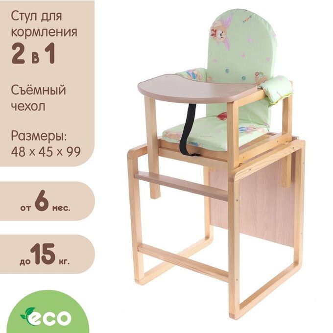 Клик Мебель Стульчик для кормления «Алекс», трансформер, цвет зелёный, рисунок МИКС