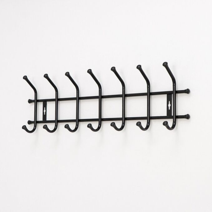 Nika Вешалка настенная на 7 крючков, 69x21,5 см, цвет чёрный
