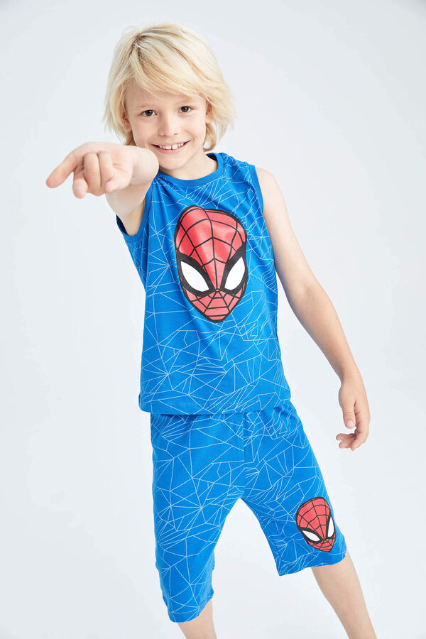 DEFACTO Хлопковая пижама Капри без рукавов с Человеком-пауком для мальчиков
