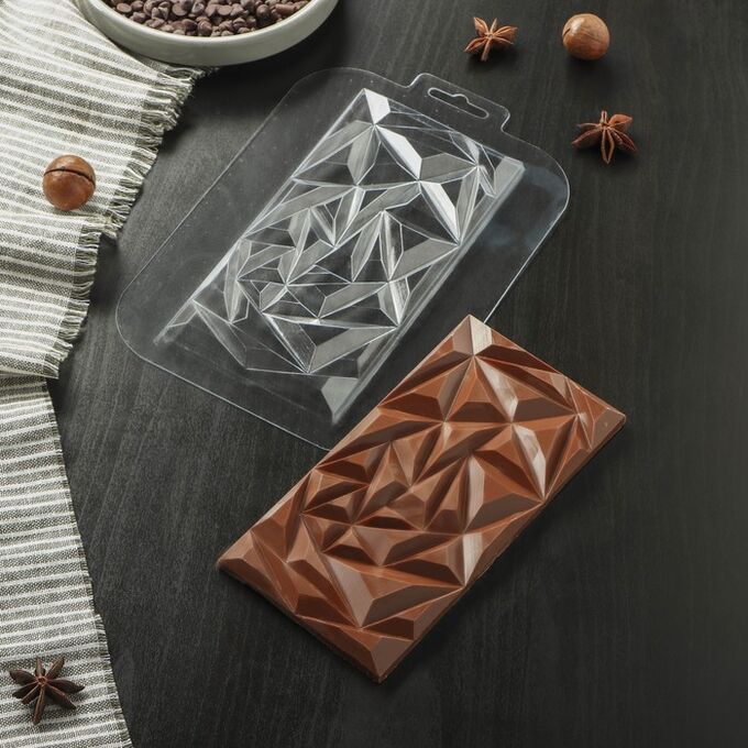 СИМА-ЛЕНД Форма для шоколада и конфет «Плитка Эль-Гиза», 17?8,5?1 см, цвет прозрачный