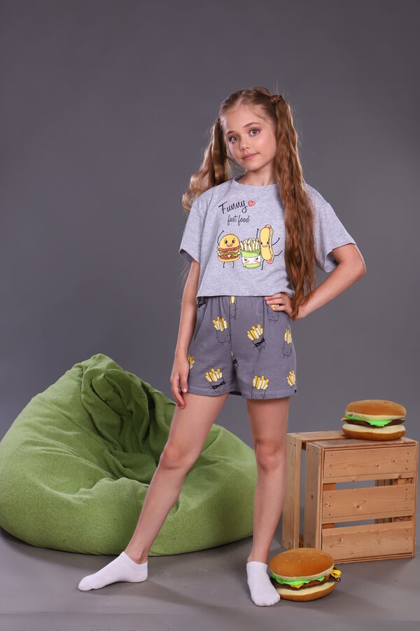 Jersey Lab Пижама с шортами для девочки Картошка фри арт. ПД-019-046