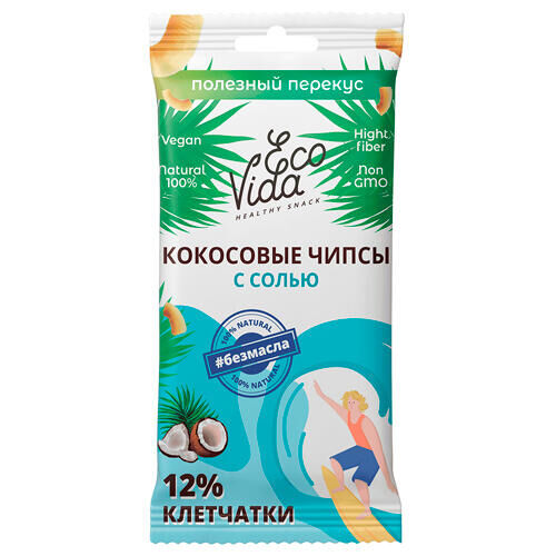 Кокосовые чипсы с солью EcoVida, 15 г