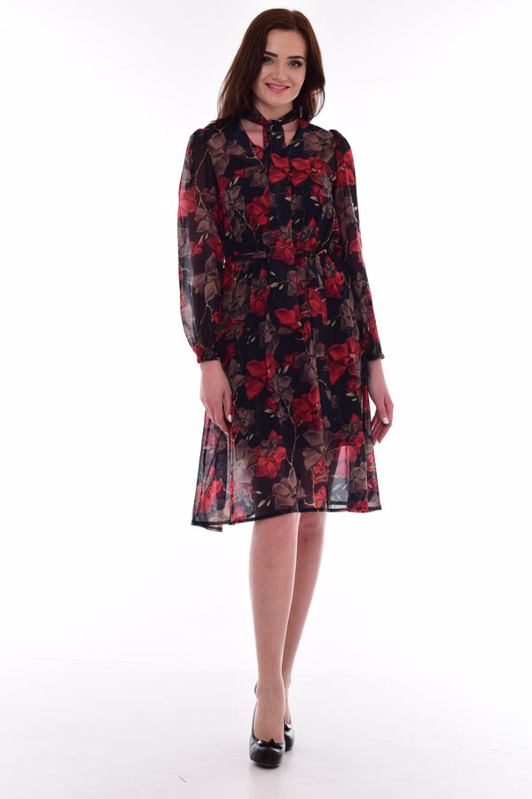 Новое кимоно *Платье женское Ф-1-59б (чёрный+красный)
