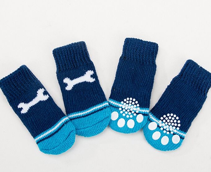 Носки для домашних животных с нескользящими элементами, цвет темно-синий