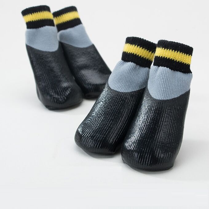 Обувь для домашних животных, носки с покрытием от грязи и влаги, цвет серый/черный, размер 5,6
