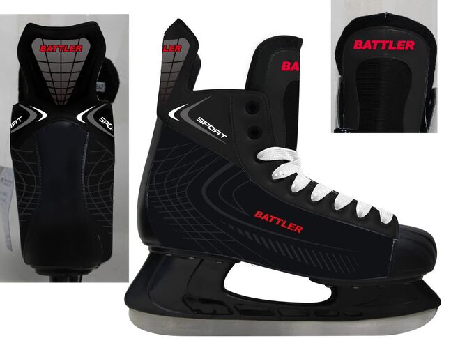 Коньки хоккейные BATTLER PW-206B р.43 (1/6) черные
