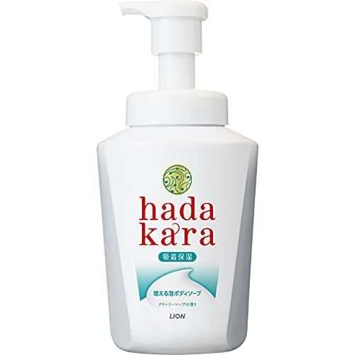 Lion Бархатное увлажняющее мыло-ПЕНКА для тела с ароматом кремового мыла (для нормальной кожи) &quot;Hadakara&quot; 550 мл (флакон) 12