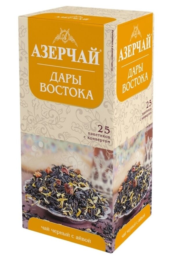 Черный чай в пакетиках Азерчай байховый чай с айвой Дары Востока азербайджанский чай 25 пак