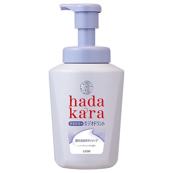 Lion Бархатное увлажняющее мыло-ПЕНКА для тела с прохладным травяным ароматом (дезодорирующее, для всех типов кожи) &quot;Hadakara&quot; 550 мл (флакон)