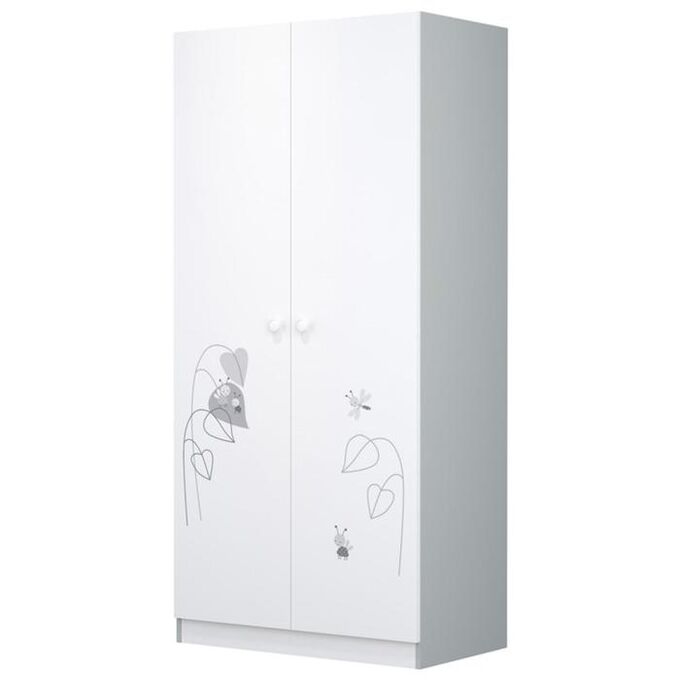 Клик Мебель Шкаф French, двухсекционный, 190х89,8х50 см, цвет белый/серый