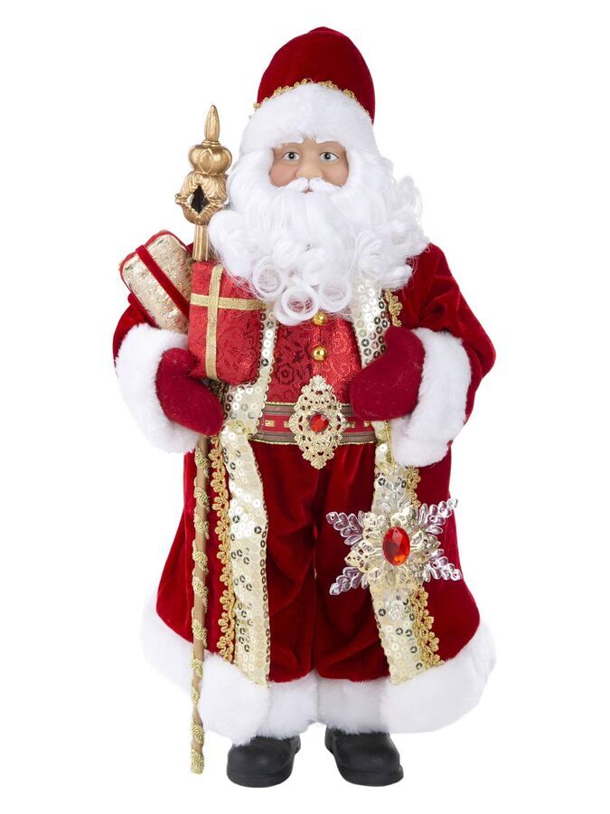 ФЕНИКС презент Детская игрушка (Дед Мороз В красном костюме со звездой) для детей старше 3х лет, из пластика и ткани 20,5x13x45,5см