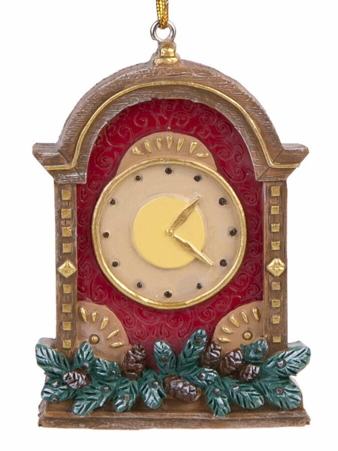 ФЕНИКС презент Новогоднее подвесное украшение Часы-Шишки из полирезины 7х5х1см