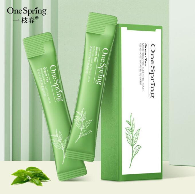 ONE SPRING Green Tea Moisturizing Sleeping Mask ночная гель-маска для лица с зеленым чаем, 4мл*20шт (срок до 11.09.2025)