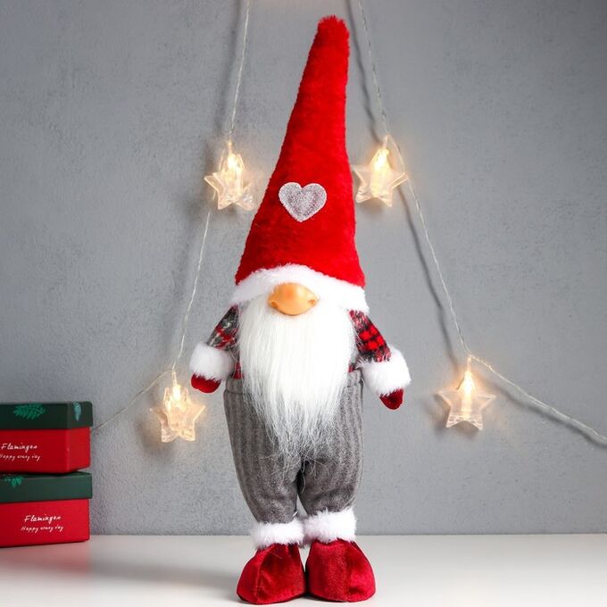 СИМА-ЛЕНД Кукла интерьерная &quot;Дед Мороз только нос, в колпаке с сердечком&quot; 43х16х10 см