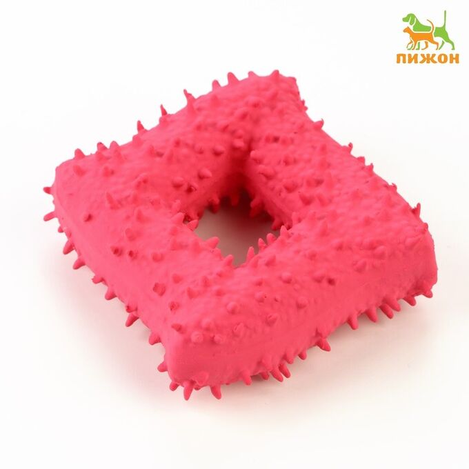 Пижон Игрушка пищащая для собак из латекса &quot;Квадрат&quot;, 8,5 х 8,5 см, розовая