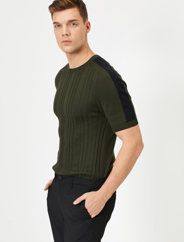KOTON Текстурированный плечевой цвет Детальный облегающий трикотажный свитер с футболкой