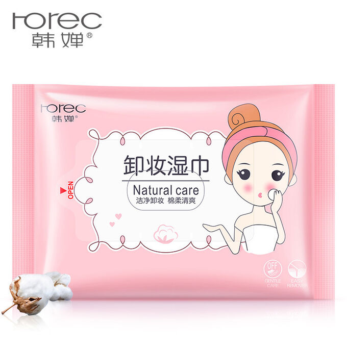 Влажные салфетки для снятия макияжа  Rorec Natural Care (25 шт)