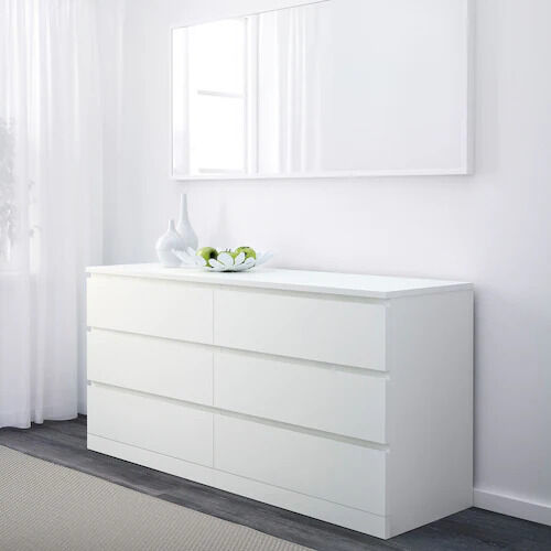 IKEA МАЛЬМ, комод с 6 ящиками, белый, 160x78 см