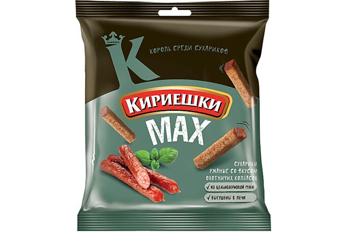 Яшкино Сух.ржан.Кириешки MAX 40г Охотничьи колбаски