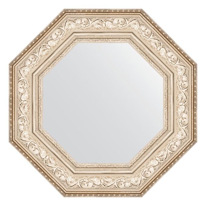 Зеркало в багетной раме, виньетка серебро 109 мм, 60,6х60,6 см