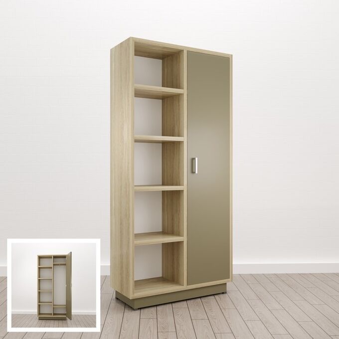Клик Мебель Шкаф комбинированный, правый1000*400*2112 мм Дуб/Мокко