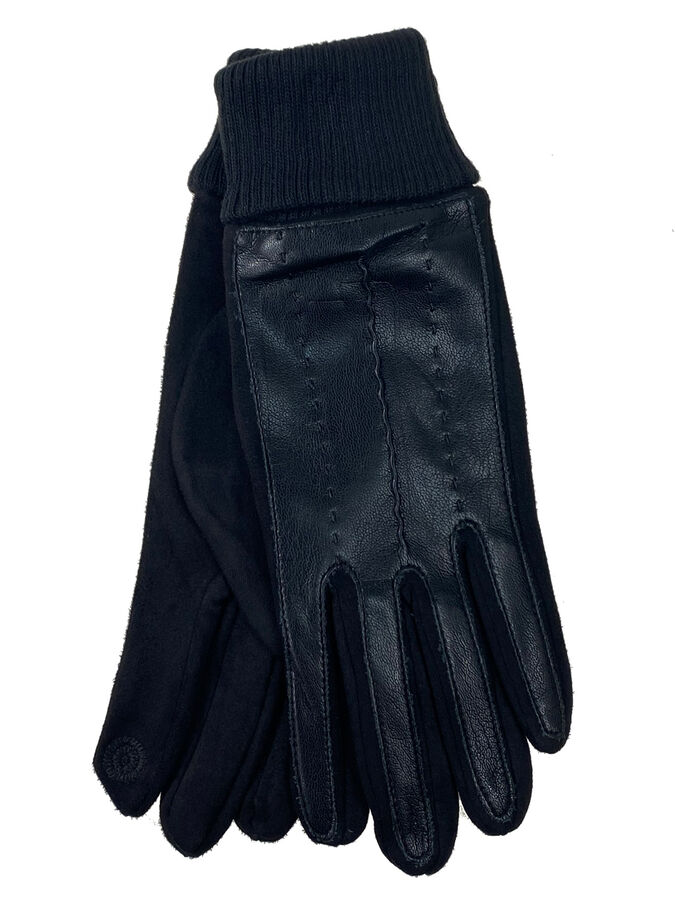 Greta Кожаные женские перчатки на флисе, цвет черный